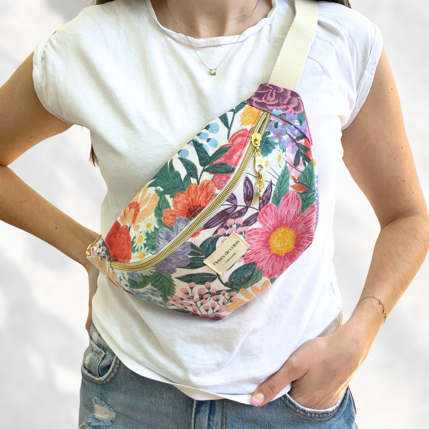 Sac banane fleuri