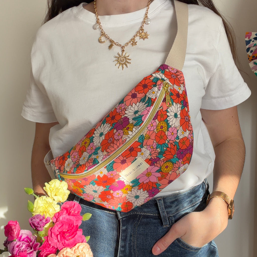 Sac banane fleurs