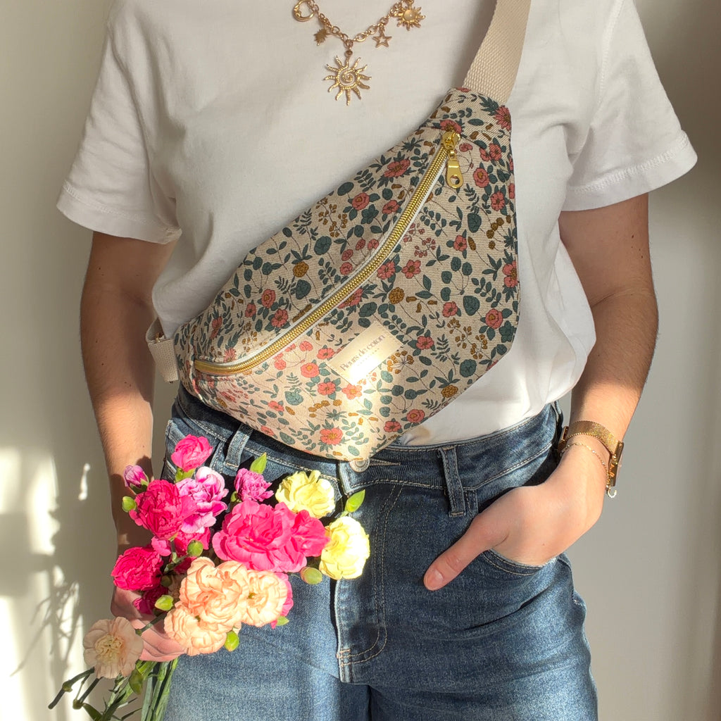 Sac banane fleurs
