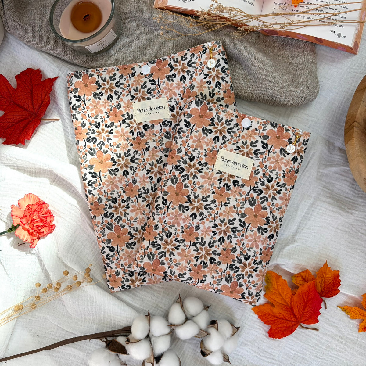 Pochette à livre fleurs