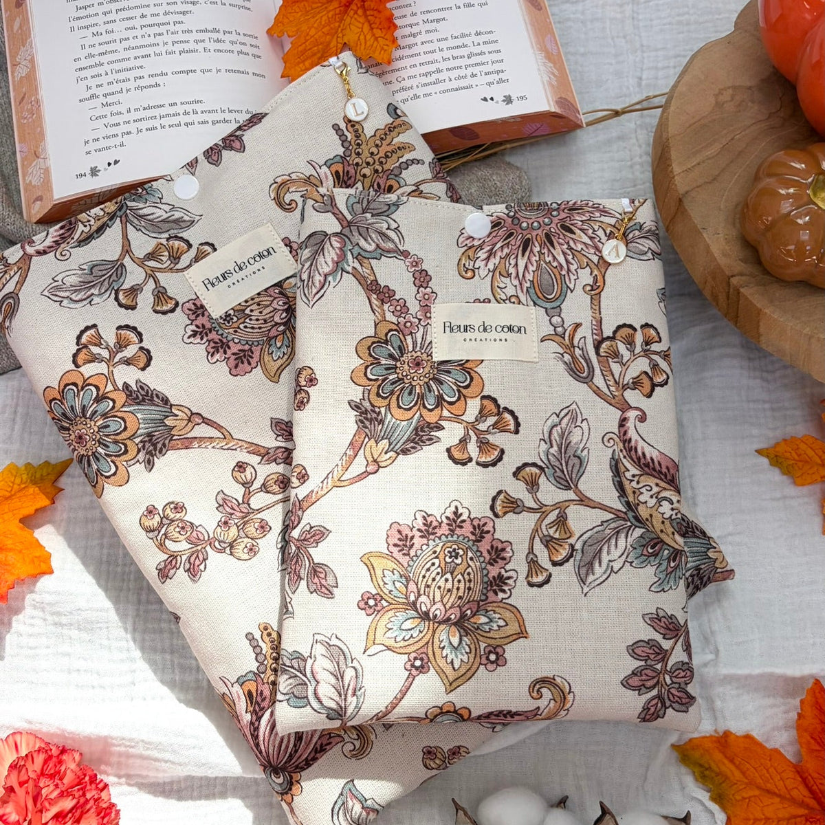 Pochette à livre fleurs