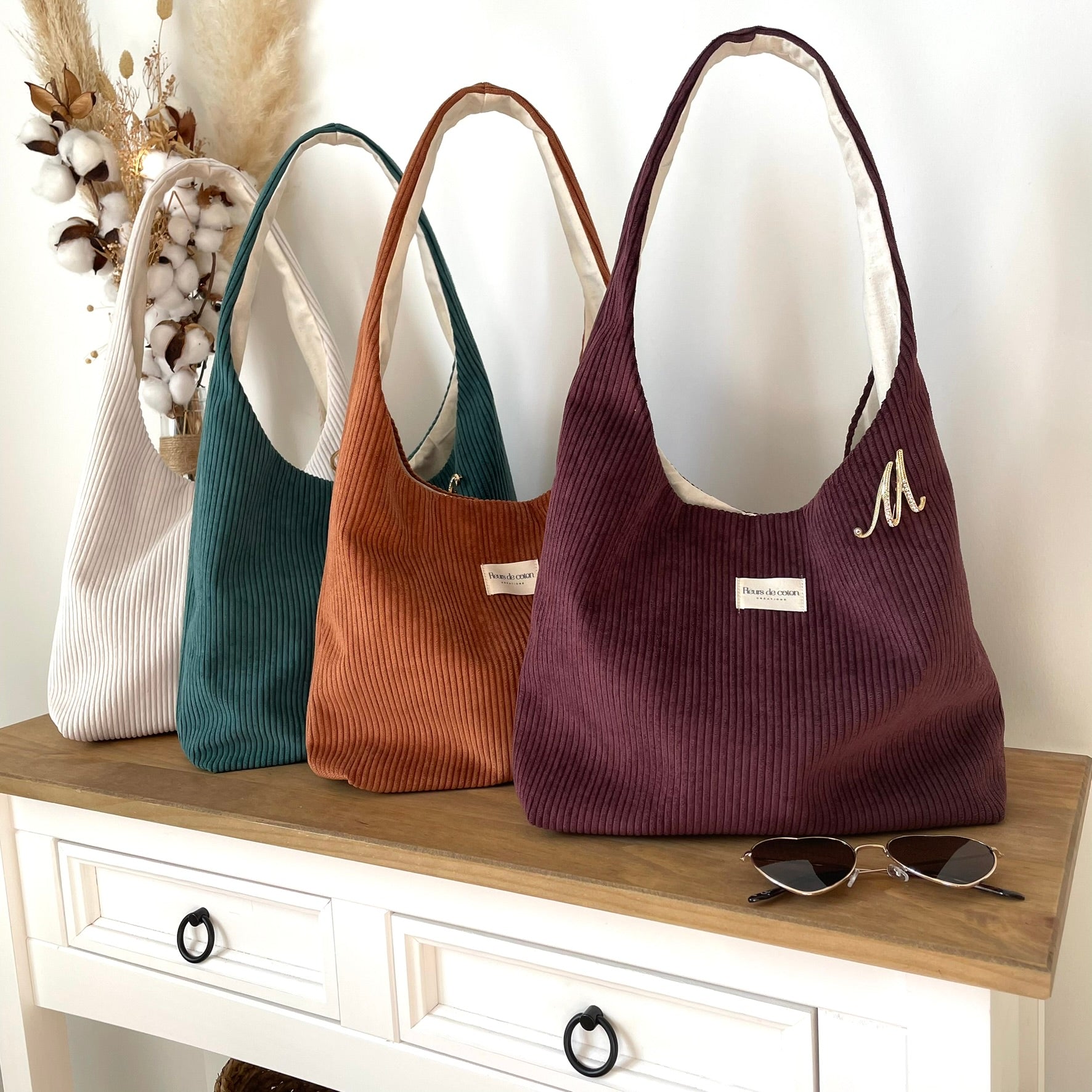 Sac hobo velours côtelé