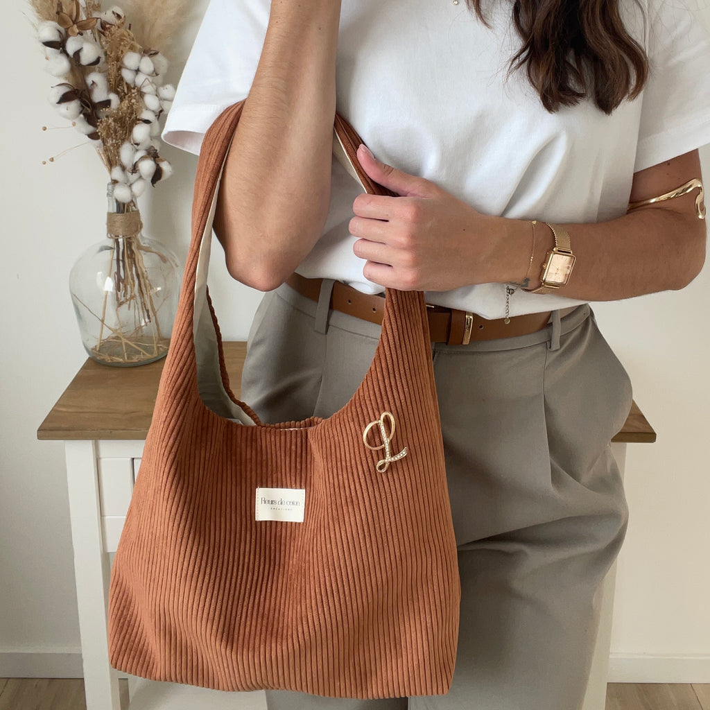 Sac hobo velours côtelé