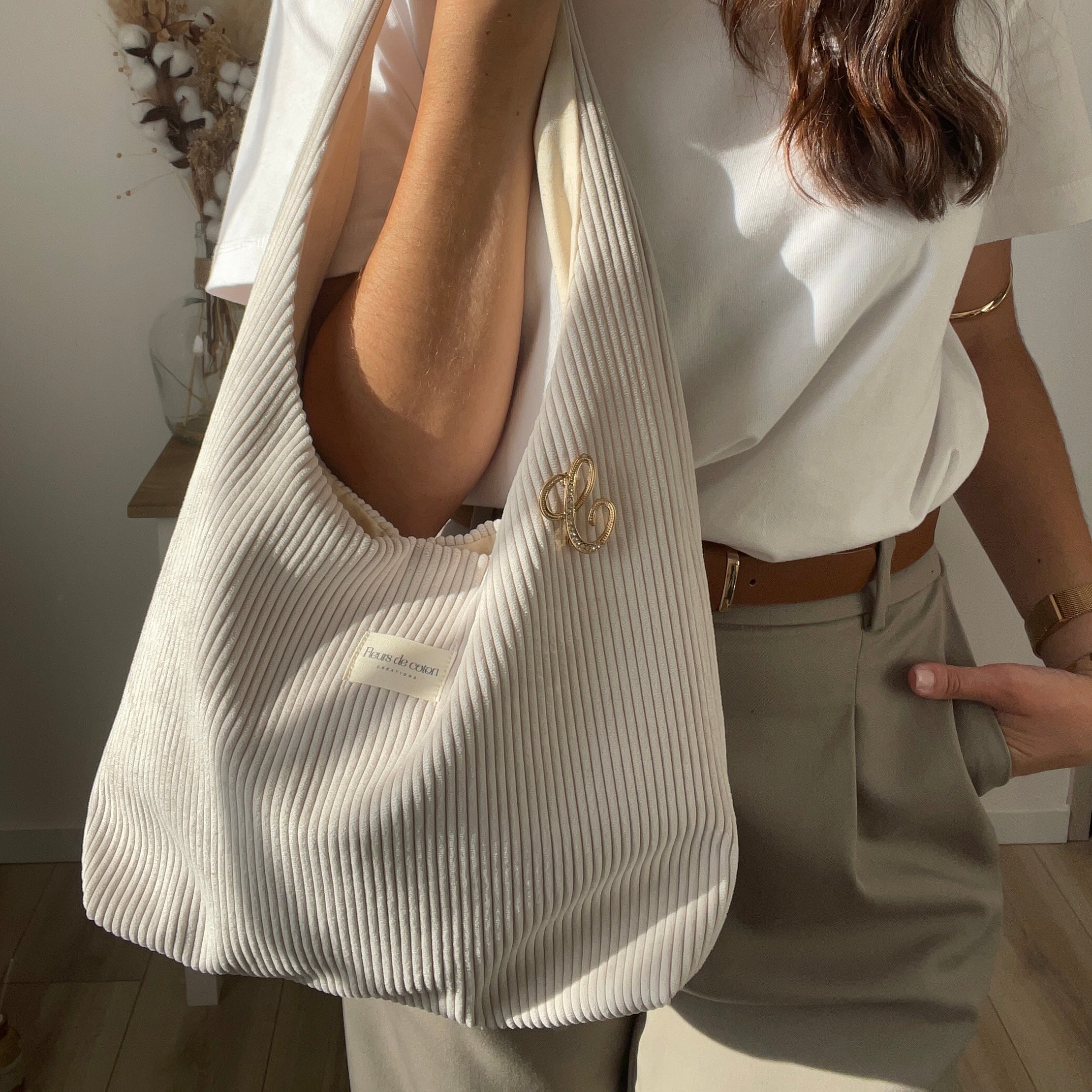 Sac hobo velours côtelé