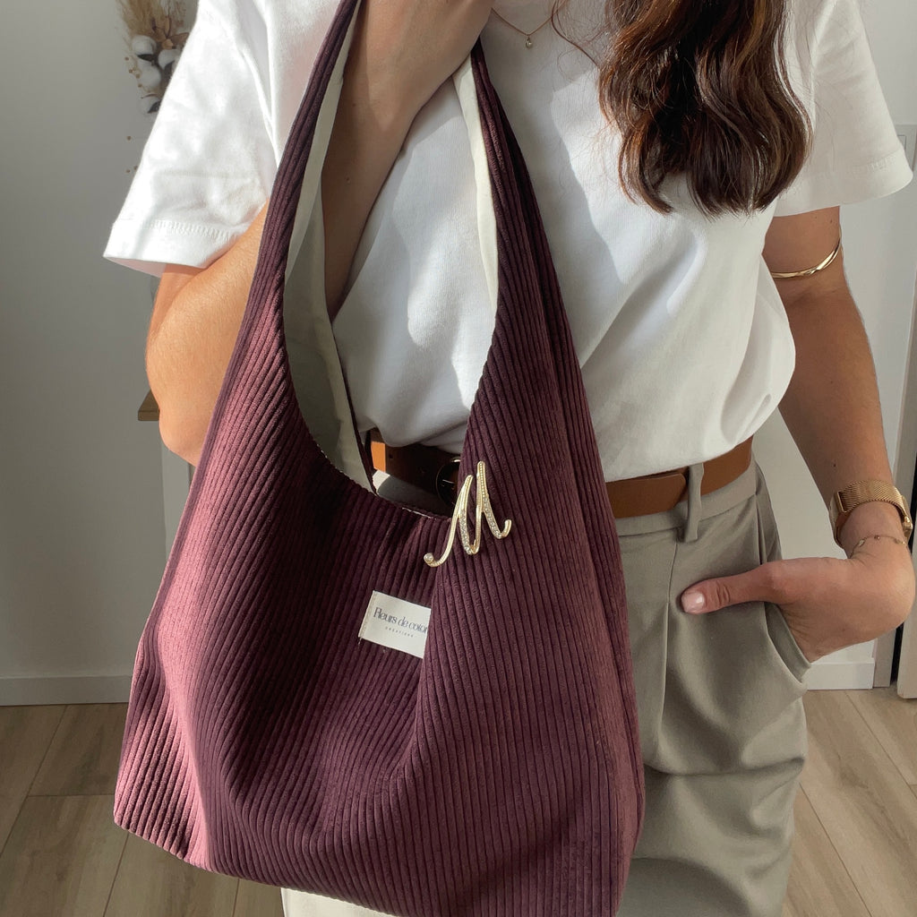 Sac hobo velours côtelé