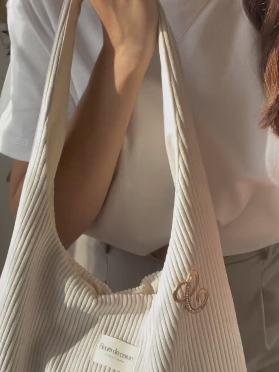 Sac hobo velours côtelé